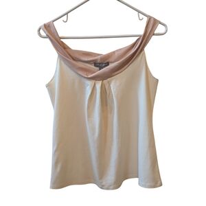 NWT Tinley Road Sleeveless Pleated Loose Summer Blouse Cream Beige XS